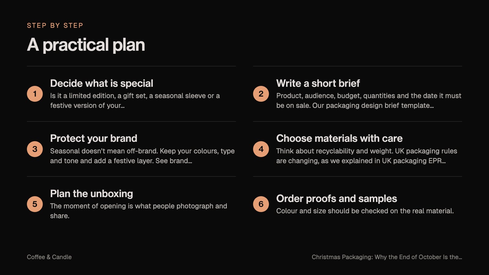 Steps: A practical plan