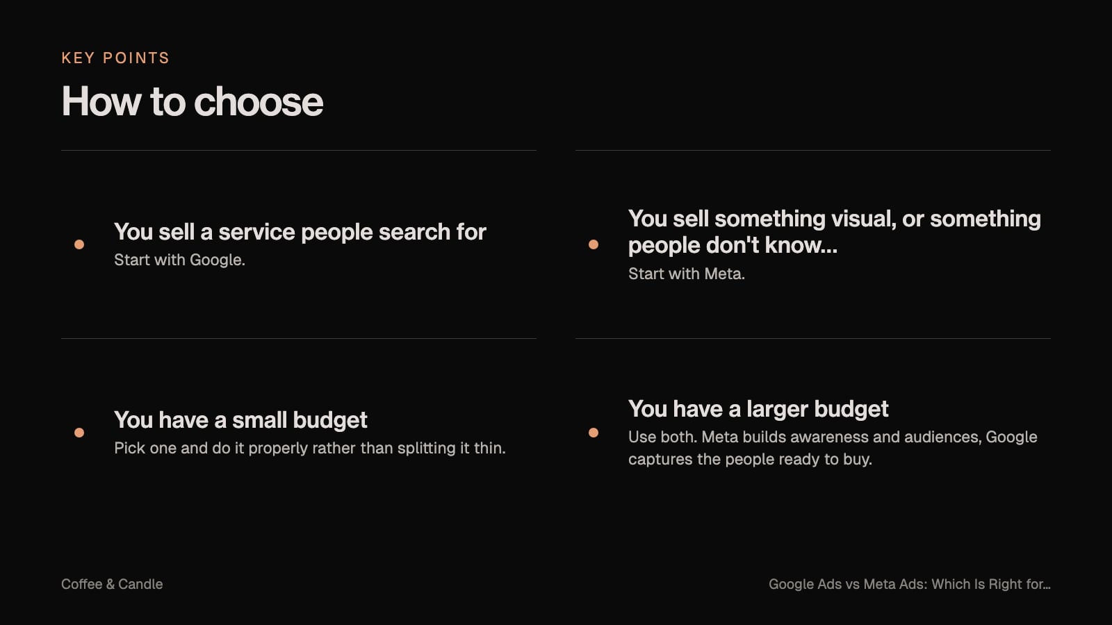 Key points: How to choose