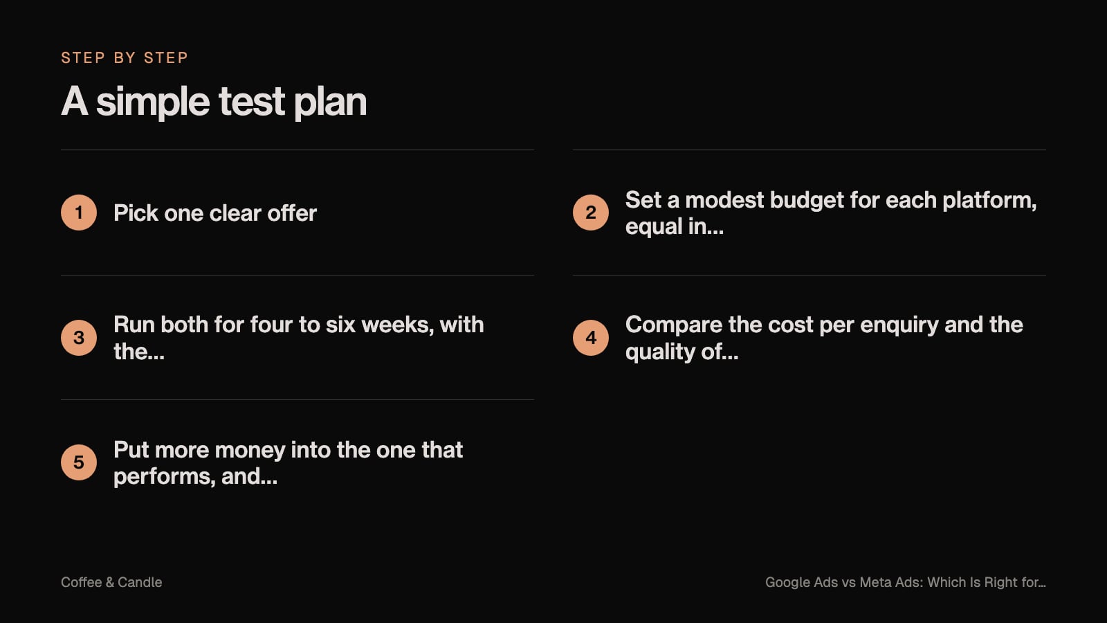 Steps: A simple test plan