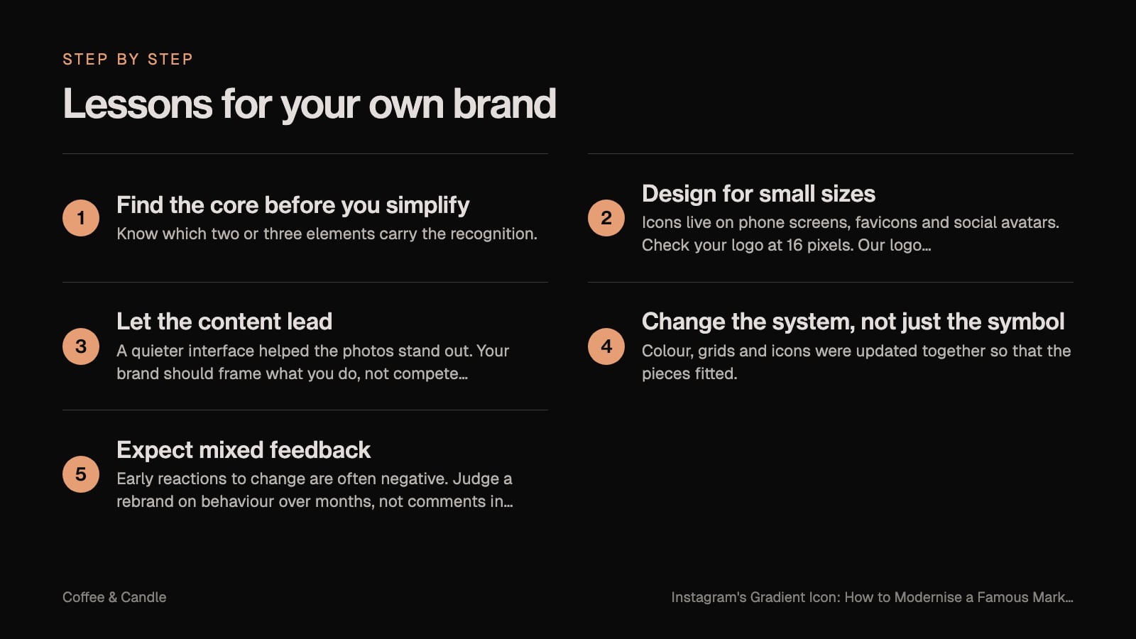 Steps: Lessons for your own brand